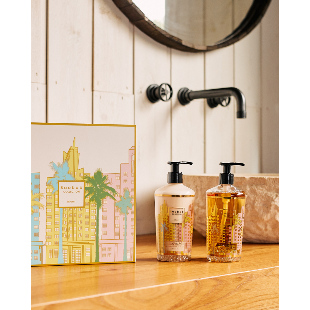 Coffret cadeau Miami Lotion corps & mains et gel lavant mains Coffret cadeau Miami Lotion corps & mains et gel lavant mains