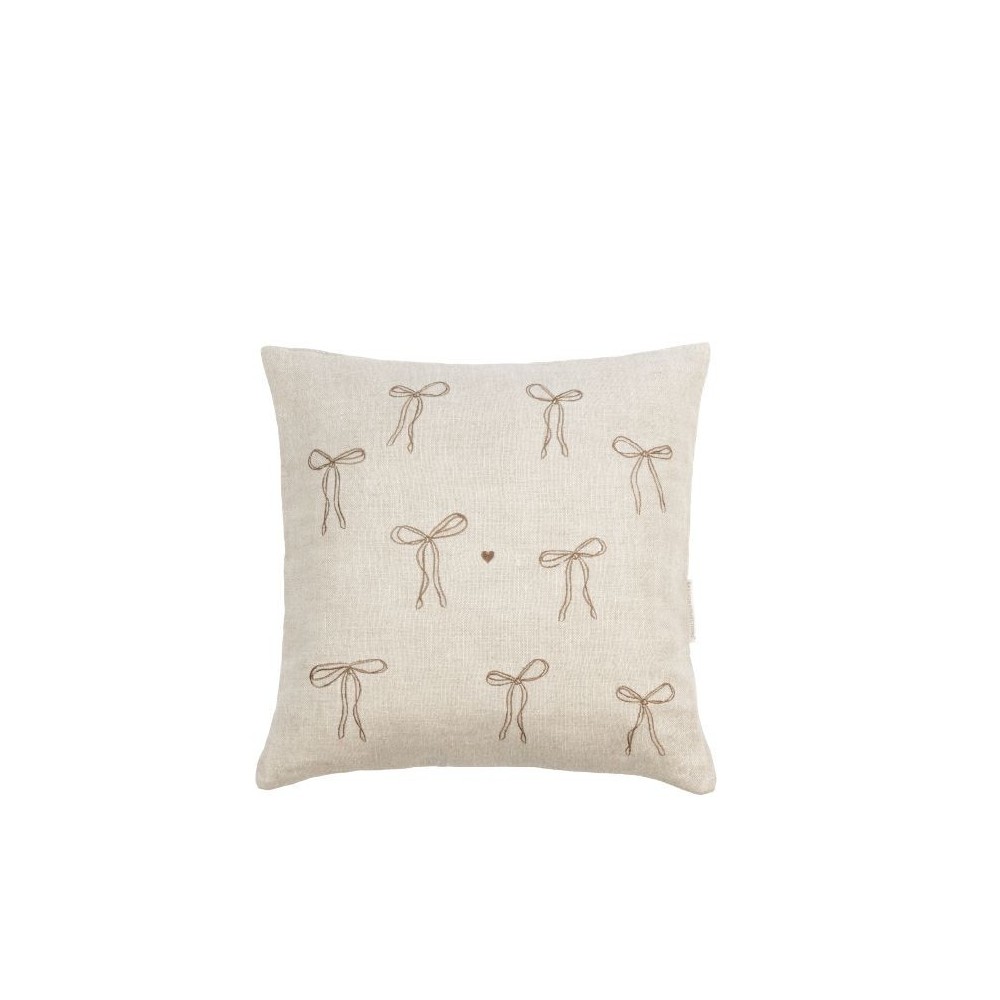 Housse de coussin beige avec des nœuds