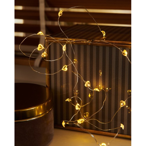 Guirlande lumineuse (cœurs) 20L fil argenté