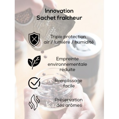 Maestro – Bar à poivres, moulin à poivre u’Select avec 3 grands crus et 3 réservoirs interchangeables