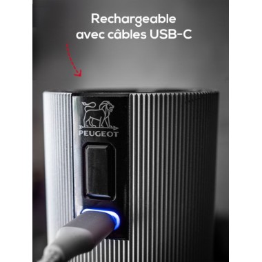 Coffret cadeau Line Electric – Duo de moulins à poivre et à sel électriques rechargeables, u’Select, carbone et aluminium, 15 cm