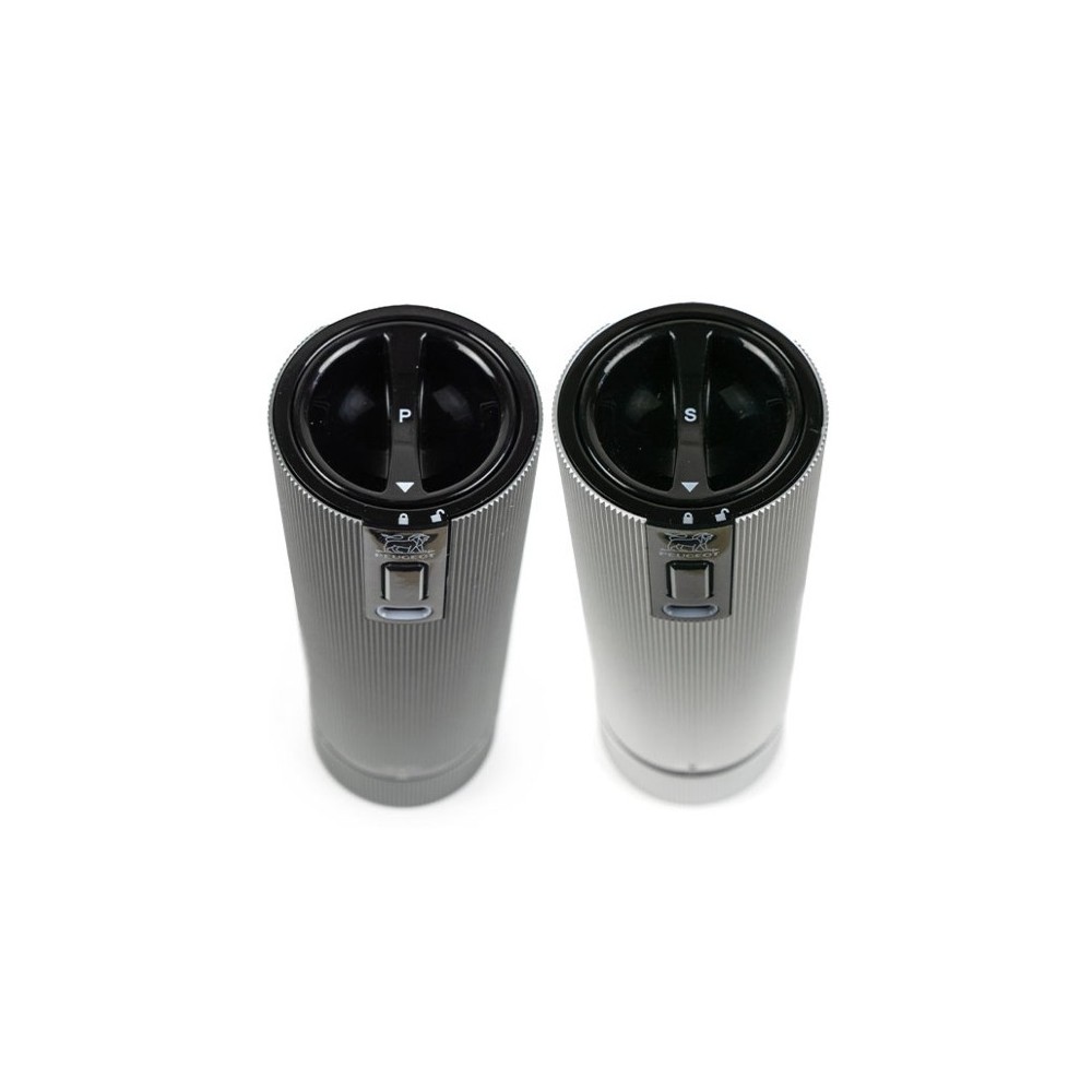 Coffret cadeau Line Electric – Duo de moulins à poivre et à sel électriques rechargeables, u’Select, carbone et aluminium, 15 cm