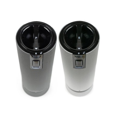 Coffret cadeau Line Electric – Duo de moulins à poivre et à sel électriques rechargeables, u’Select, carbone et aluminium, 15 cm