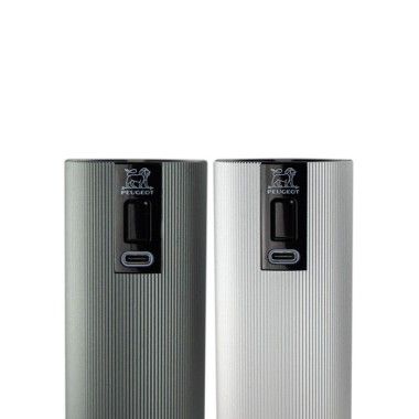 Coffret cadeau Line Electric – Duo de moulins à poivre et à sel électriques rechargeables, u’Select, carbone et aluminium, 15 cm