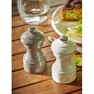 Moulin à sel manuel Bistro – Bois laqué gris perle, 10 cm