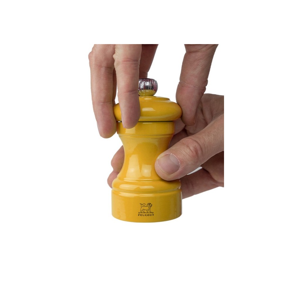 Moulin à sel manuel Bistro – Bois laqué jaune safran, 10 cm