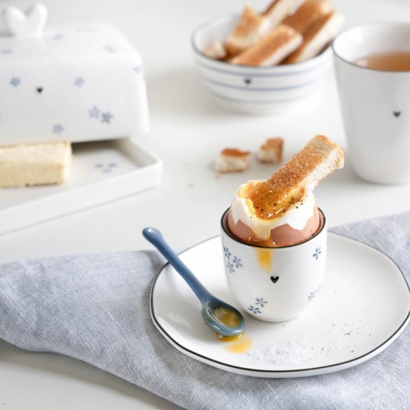 Coquetier Bastion Collection – Fleurs bleues (5x5 cm)