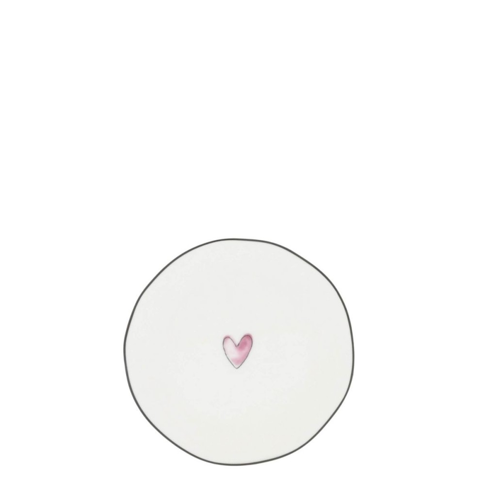 Petite assiette Bastion Collection – Blanche avec cœur rose (13 cm)