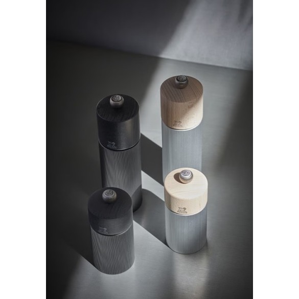 Moulin à sel manuel Line – Bois et aluminium, 22 cm