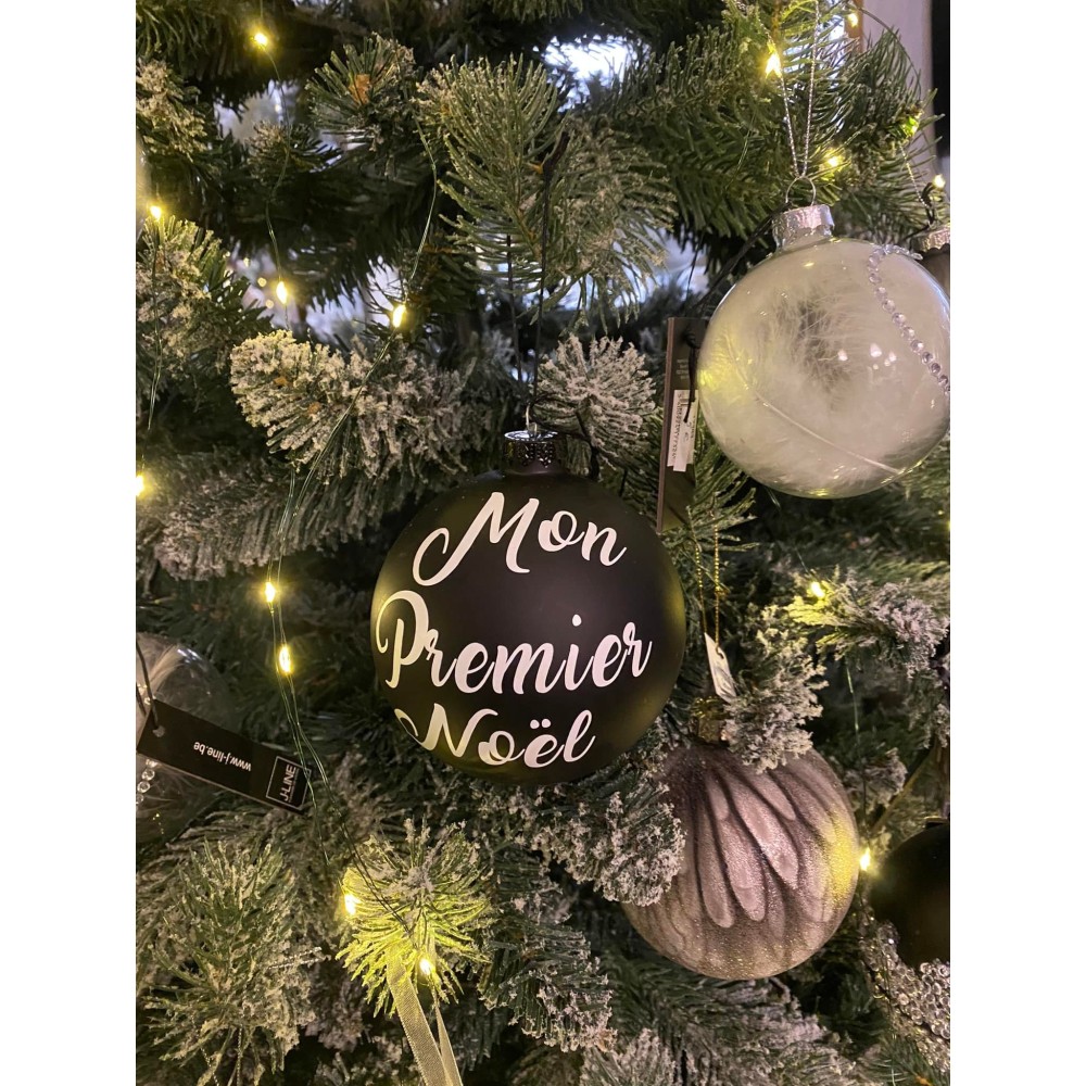 Boule de Noël noire mate personnalisable – Ø10 cm