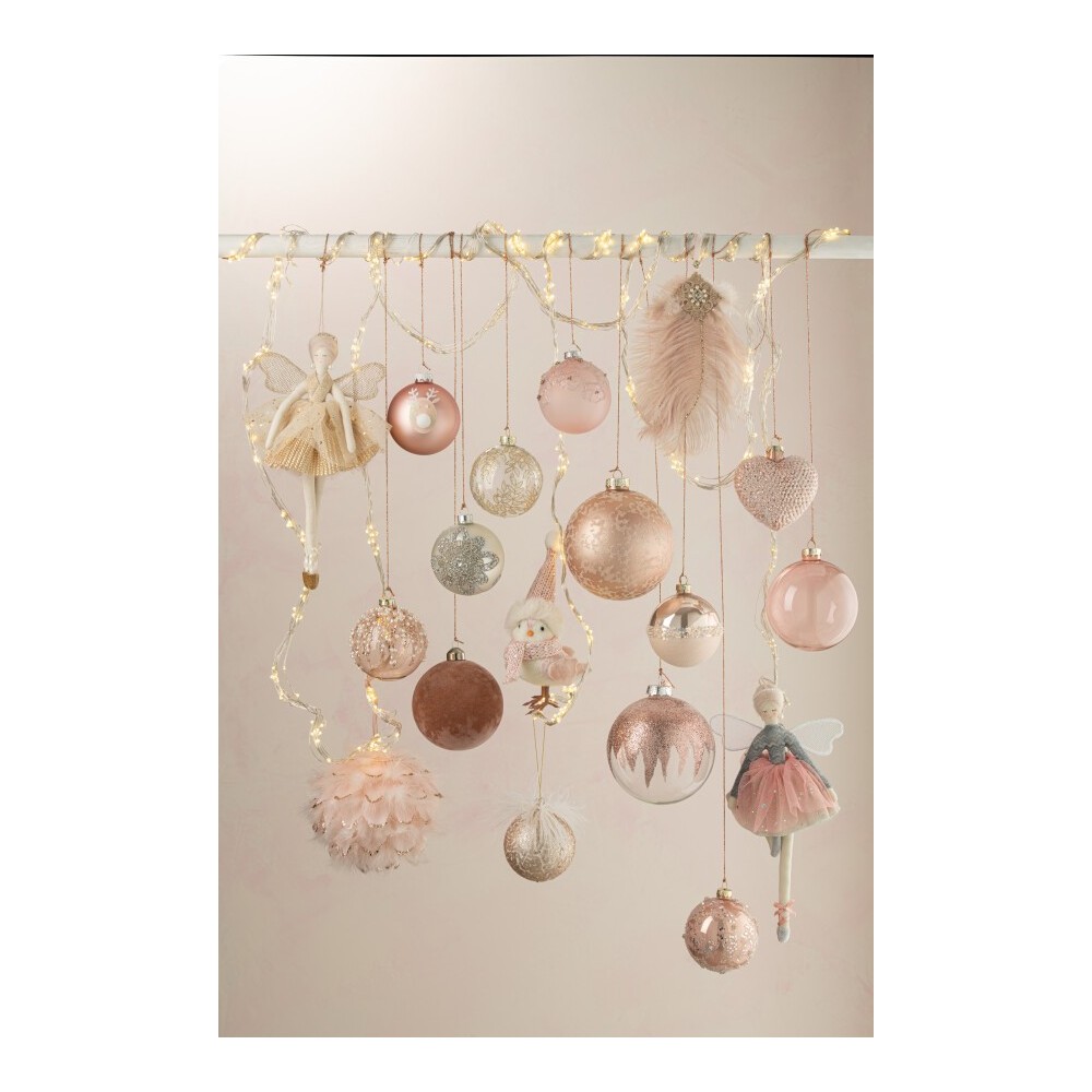Boule de Noël rose personnalisable – Ø12 cm