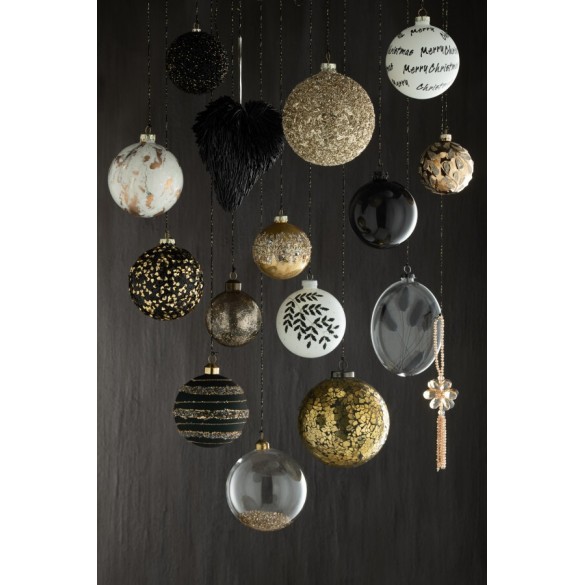 Boule de Noël noire brillante  personnalisable – Ø10 cm
