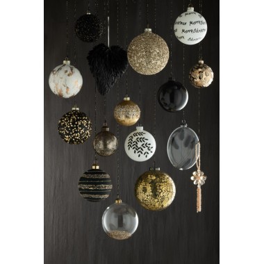 Boule de Noël noire brillante  personnalisable – Ø10 cm