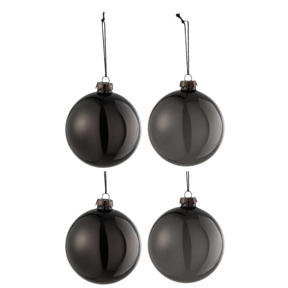 Boule de Noël noire brillante  personnalisable – Ø10 cm