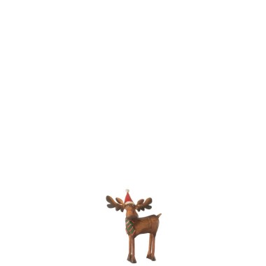 Élan avec Chapeau de Noël – Acier Mix Small