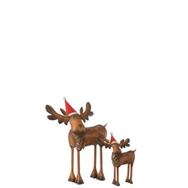 Élan avec Chapeau de Noël – Acier Mix Large