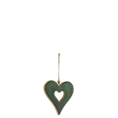 Suspension Cœur en Bois Vert – Small