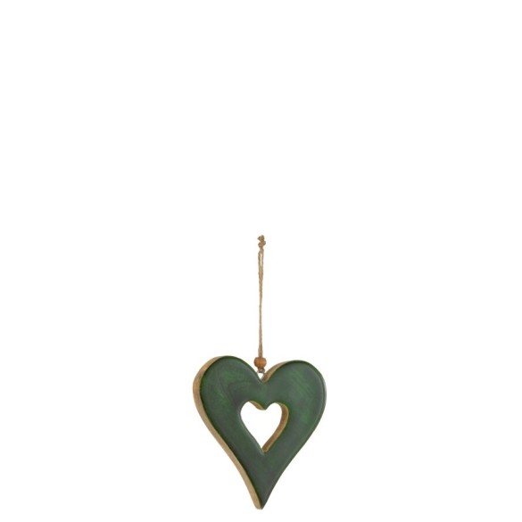 Suspension Cœur en Bois Vert – Large