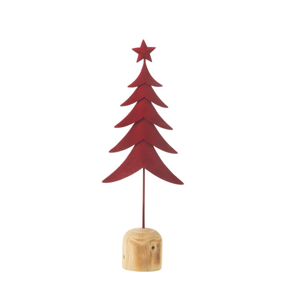 Sapin décoratif en métal rouge sur socle bois – 14,5 x 7 x 40 cm Sapin décoratif en métal rouge sur socle bois – 14,5 x 7 x 40 cm