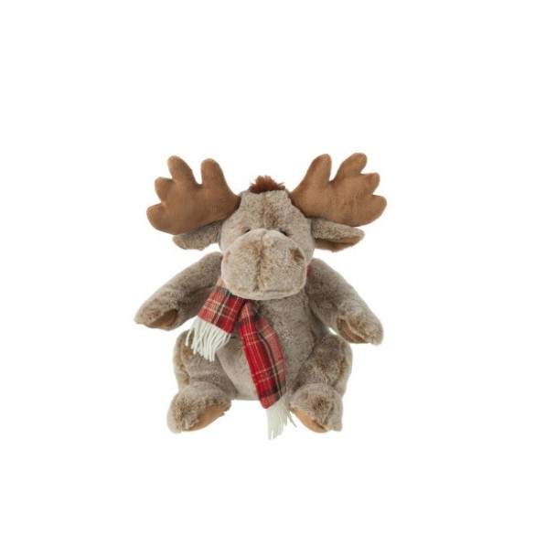 Renne avec écharpe – Médium, peluche marron