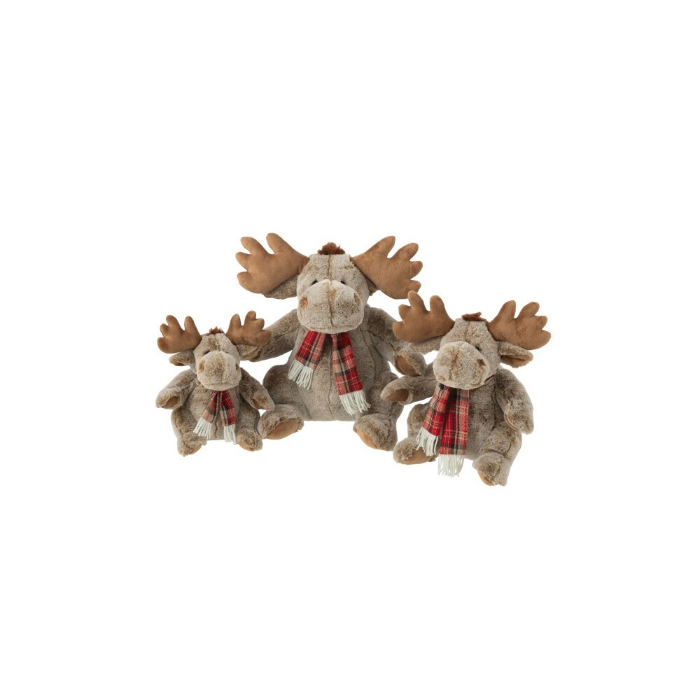 Renne avec écharpe – Large, peluche marron