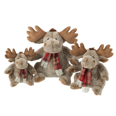 Renne avec écharpe – Large, peluche marron