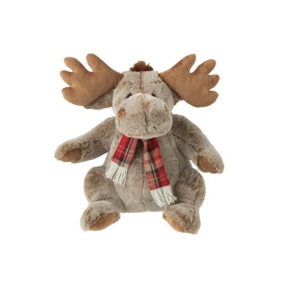 Renne avec écharpe – Large, peluche marron