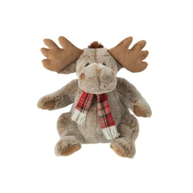 Renne avec écharpe – Large, peluche marron
