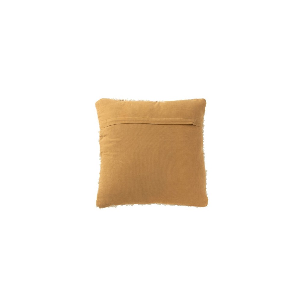 Coussin carré bouclé – Camel/Crème, 45×45×12 cm