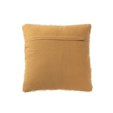Coussin carré bouclé – Camel/Crème, 45×45×12 cm