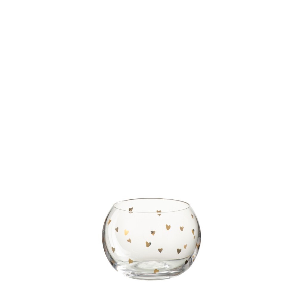 Petit plat apéritif cœur – Verre transparent et or, Ø10×H7 cm Petit plat apéritif cœur – Verre transparent et or, Ø10×H7 cm