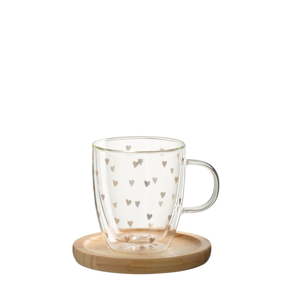Mug cœur – Verre transparent et or, 9×12,5×11 cm Mug cœur – Verre transparent et or, 9×12,5×11 cm