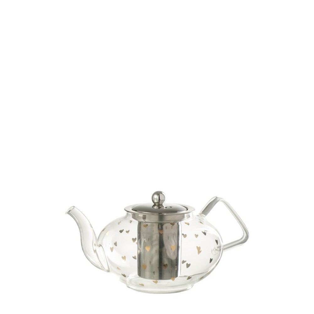 Théière cœur – Verre transparent et or, 15×21,5×11,5 cm Théière cœur – Verre transparent et or, 15×21,5×11,5 cm