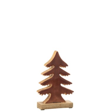 Sapin en bois sur base – Naturel et marron, 22×5×35 cm