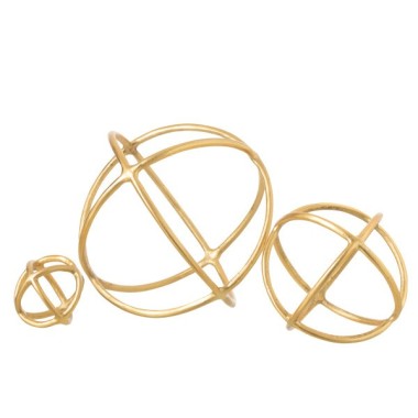 Sculpture boule en aluminium doré – Médium, 20×20×20 cm