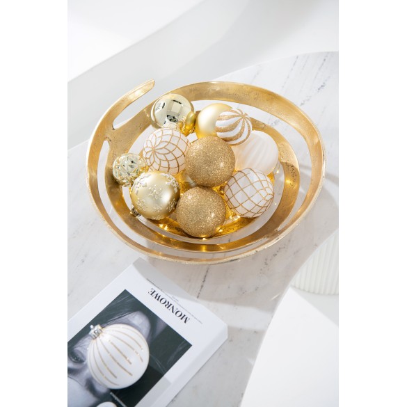 Bol décoratif en aluminium doré – Large, 37×37×11 cm