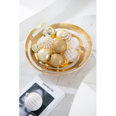 Bol décoratif en aluminium doré – Large, 37×37×11 cm