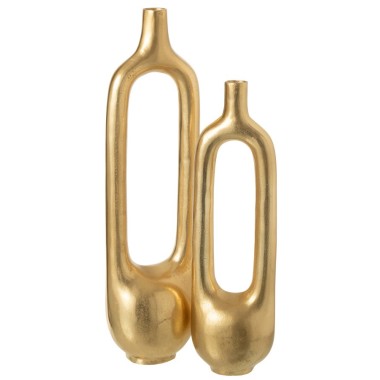 Vase intérieur creux en aluminium doré – Large, 18×14×62 cm