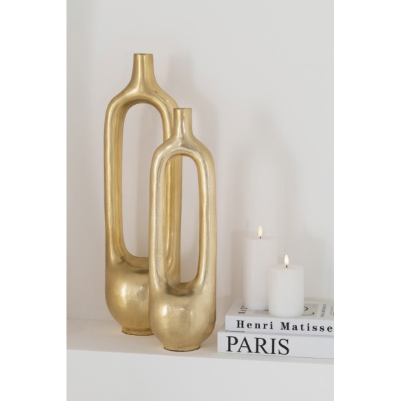Vase intérieur creux en aluminium doré – Large, 18×14×62 cm