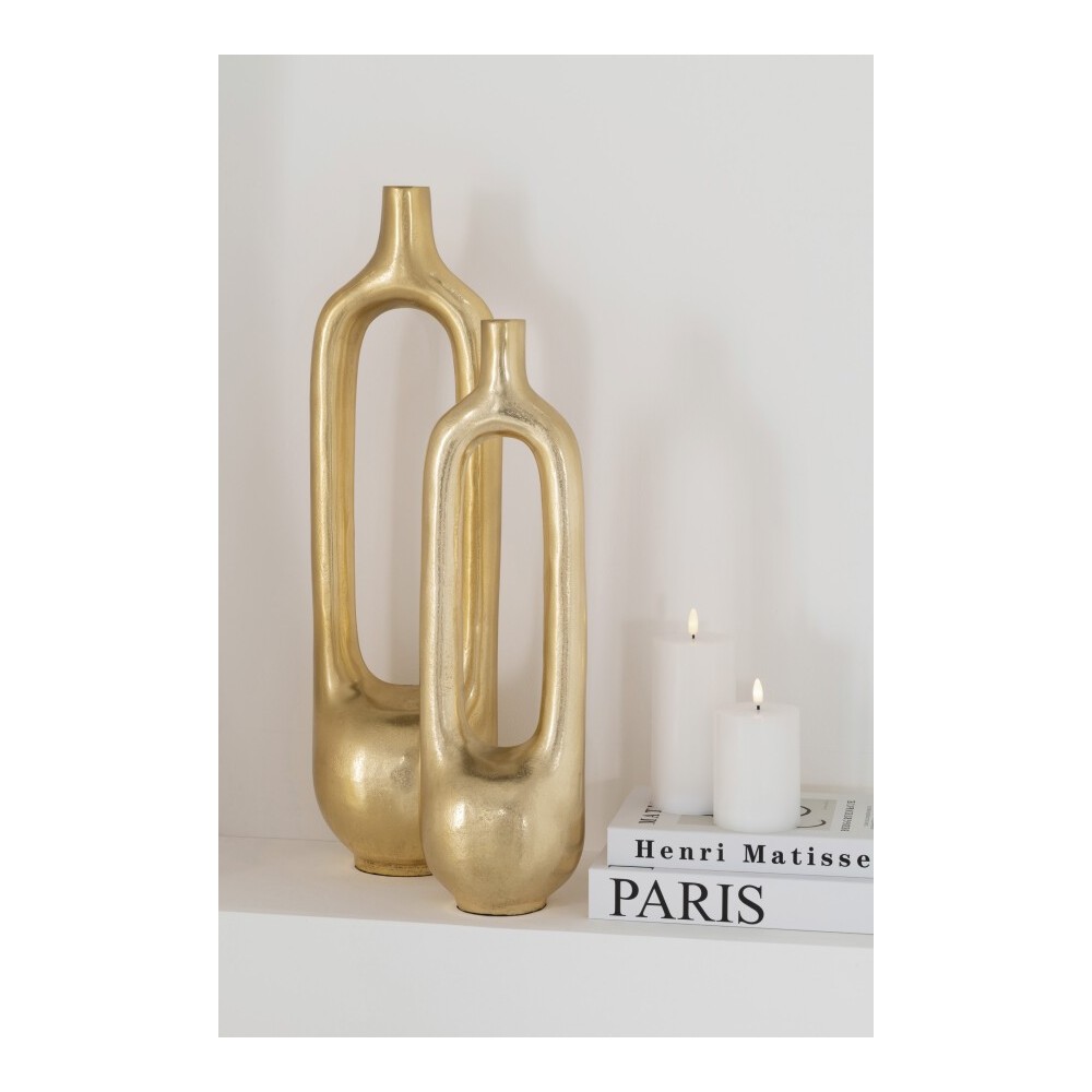 Vase intérieur creux en aluminium doré – Large, 18×14×62 cm Vase intérieur creux en aluminium doré – Large, 18×14×62 cm