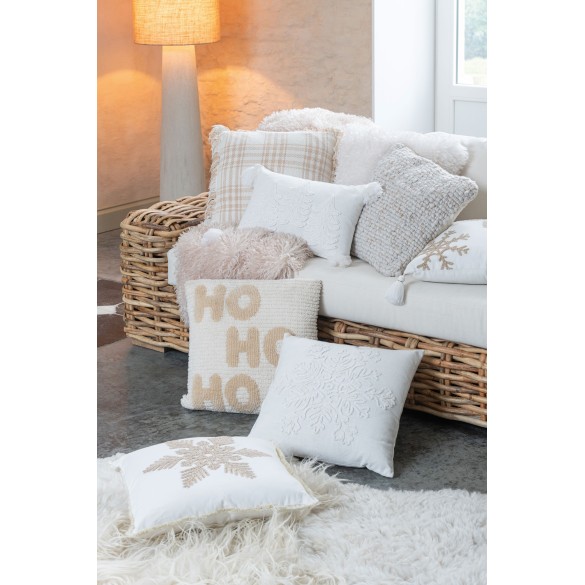 Coussin “Ho Ho Ho” – Blanc , 45×45×15 cm