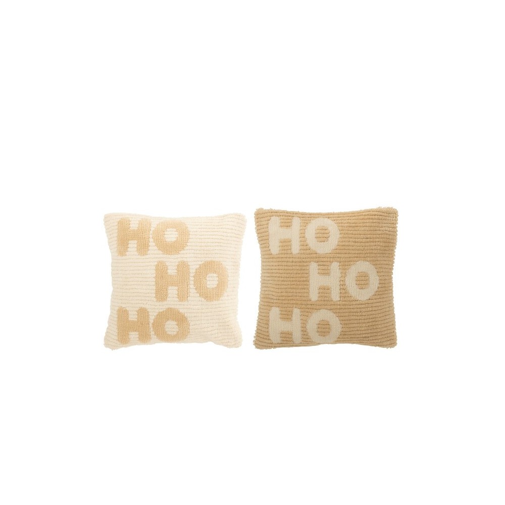 Coussin “Ho Ho Ho” – Beige , 45×45×15 cm