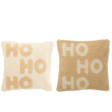 Coussin “Ho Ho Ho” – Beige , 45×45×15 cm