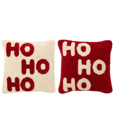 Coussin “Ho Ho Ho” – Blanc , 45×45×15 cm