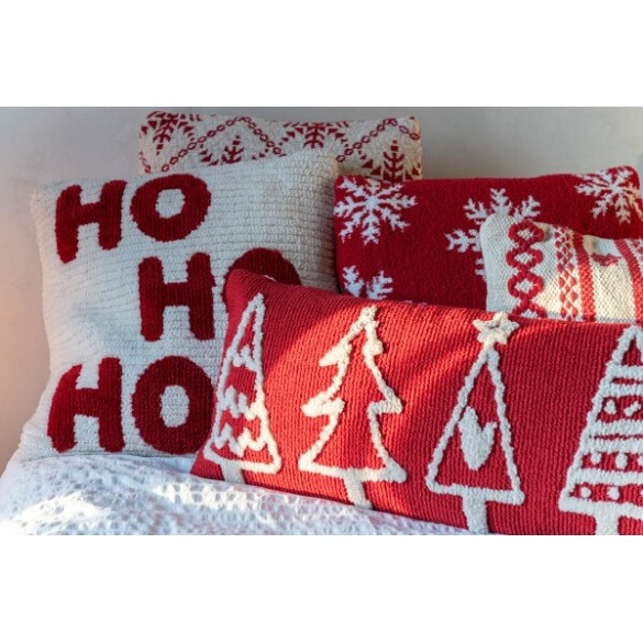 Coussin “Ho Ho Ho” – Blanc , 45×45×15 cm
