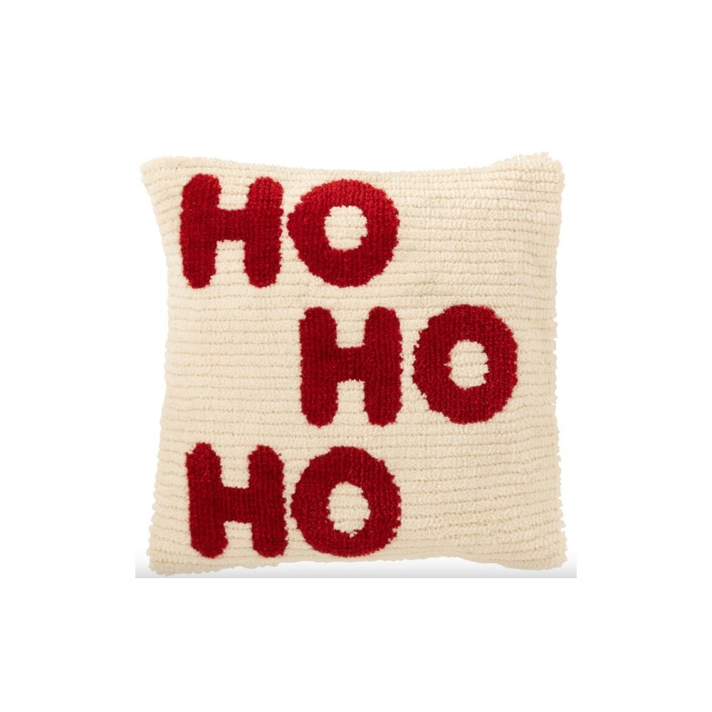 Coussin “Ho Ho Ho” – Blanc , 45×45×15 cm
