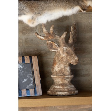 Cerf en polyrésine – Taupe, Large, 26×20,5×39.5 cm