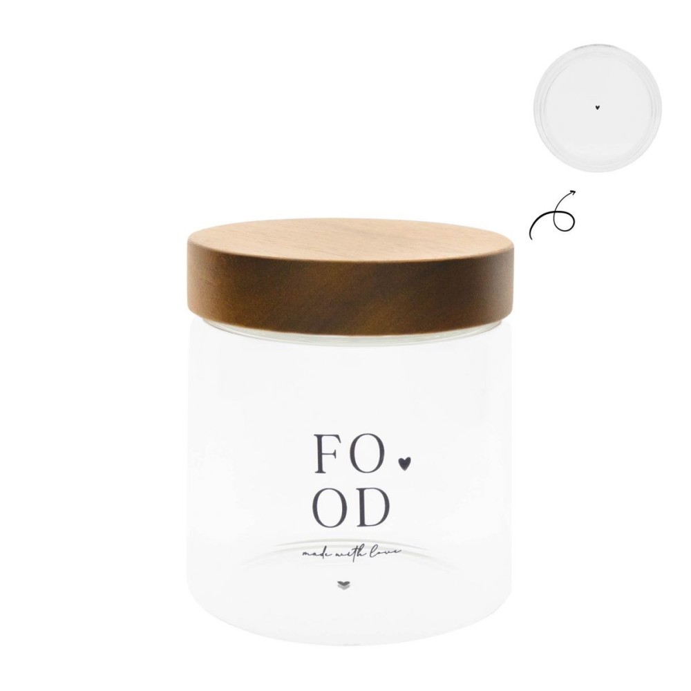 Bocal de rangement “Food” avec couvercle en bois – Ø12 × H13 cm Bocal de rangement “Food” avec couvercle en bois – Ø12 × H13 cm