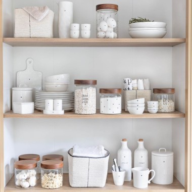 Bocal de rangement “Bon appétit” avec couvercle en bois – Ø12 × H18 cm