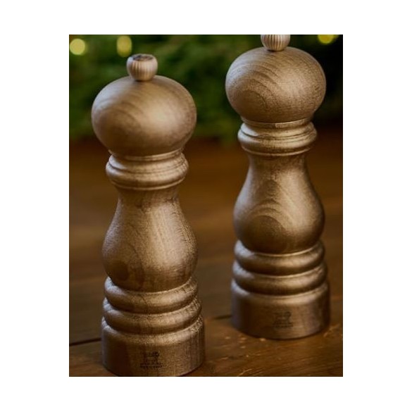 Duo de moulins à poivre et à sel GOLDEN PARIS – Finition dorée – 18 cm Peugeot Saveurs